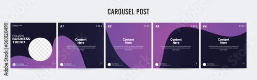 Set of minimalist business carousel post, Customize social media template design, Instagram and Linkedin carousel post, template eps 10.	