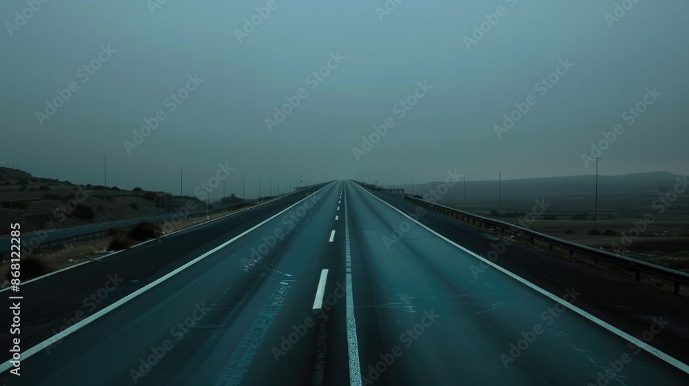 Fototapeta premium An empty highway stretching into the distance, evoking the idea of limitless possibilities