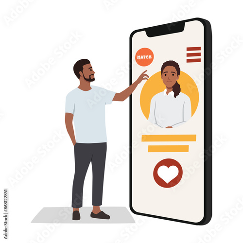 Dating app Flat Design Concept. Flat vector illustration isolated on white background