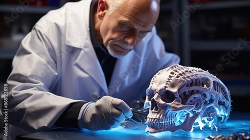 man with skull in their hands