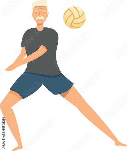 Senior man is playing beach volleyball, demonstrating the importance of staying active and fit in retirement