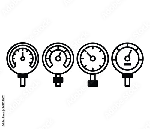 manometer measure air gauge icon symbol sign vector design black white color simple modern illustration collection set