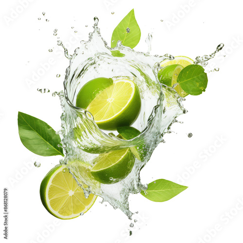 lime and water splash isolated on transparent white background, clipping path © Vector Nazmul
