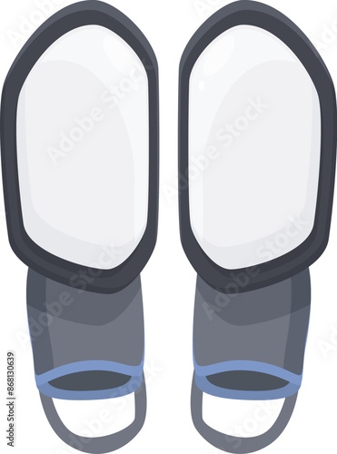 Pair of futuristic metallic shin guards providing full protection, isolated on a white background