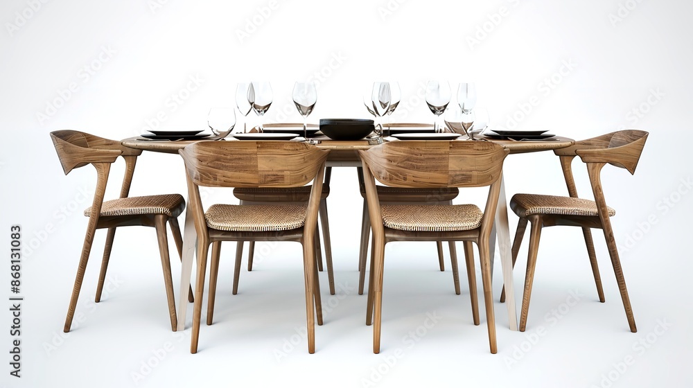 3D Rendering of Table and Chairs Dining Set, Isolated

