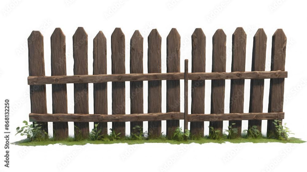 Rustic wooden fence in realistic 3d render with transparent background Rustic wooden fence in realistic 3d render with transparent background