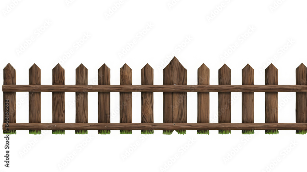 Rustic wooden fence in realistic 3d render with transparent background Rustic wooden fence in realistic 3d render with transparent background