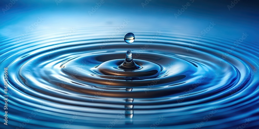 A drop of water creating ripples on the surface of still water, ripple, concentric, splash, liquid, clear, fresh, purity A drop of water creating ripples on the surface of still water, ripple, concentric, splash, liquid, clear, fresh, purity