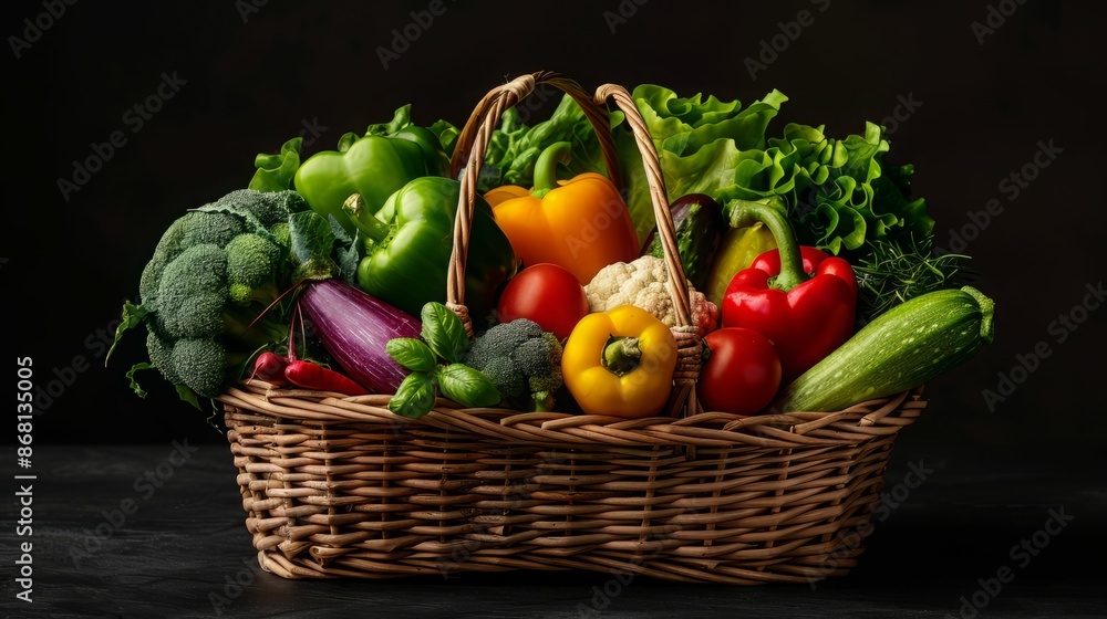 Fresh Vegetables in a Wicker Basket. Fresh Vegetables in a Wicker Basket.