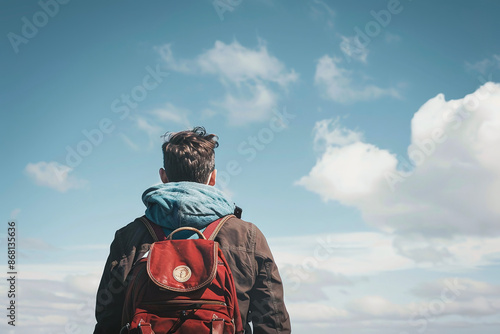 Man staring at white sky taken at daytime