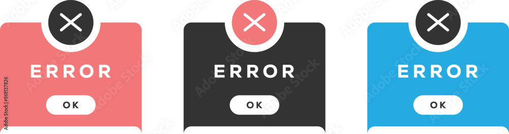 Obraz premium Error pop up notification icon. Error sign. Pop up notification sign