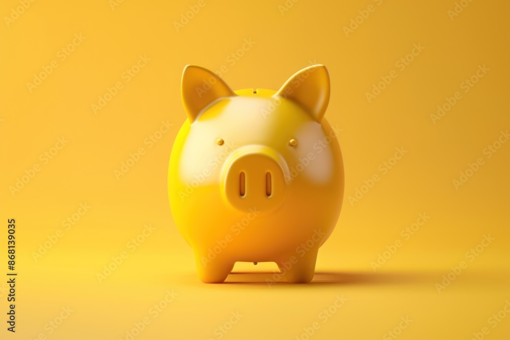 Yellow Piggy Bank on a Yellow Background Yellow Piggy Bank on a Yellow Background