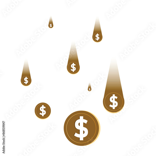 many dollar coins fell. flat design style. suitable for advertising, bonuses, prizes, etc. design vector template