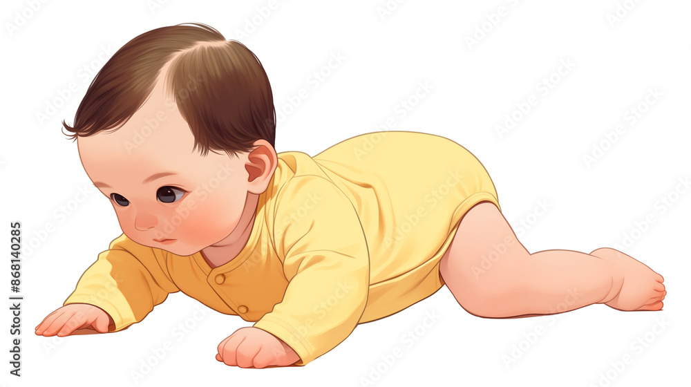 cartoon baby crawling
