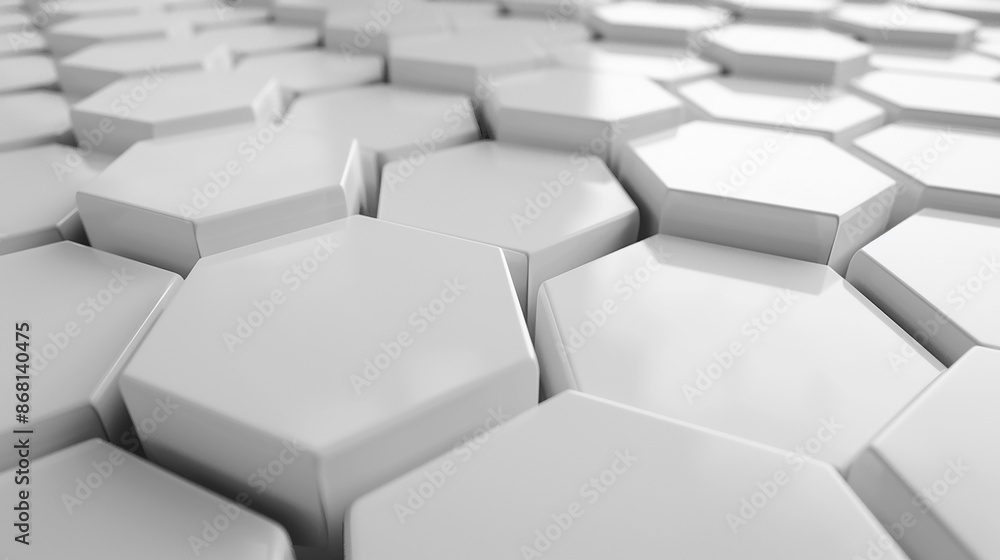3D illustration with white hexagonal patterns 3D illustration with white hexagonal patterns