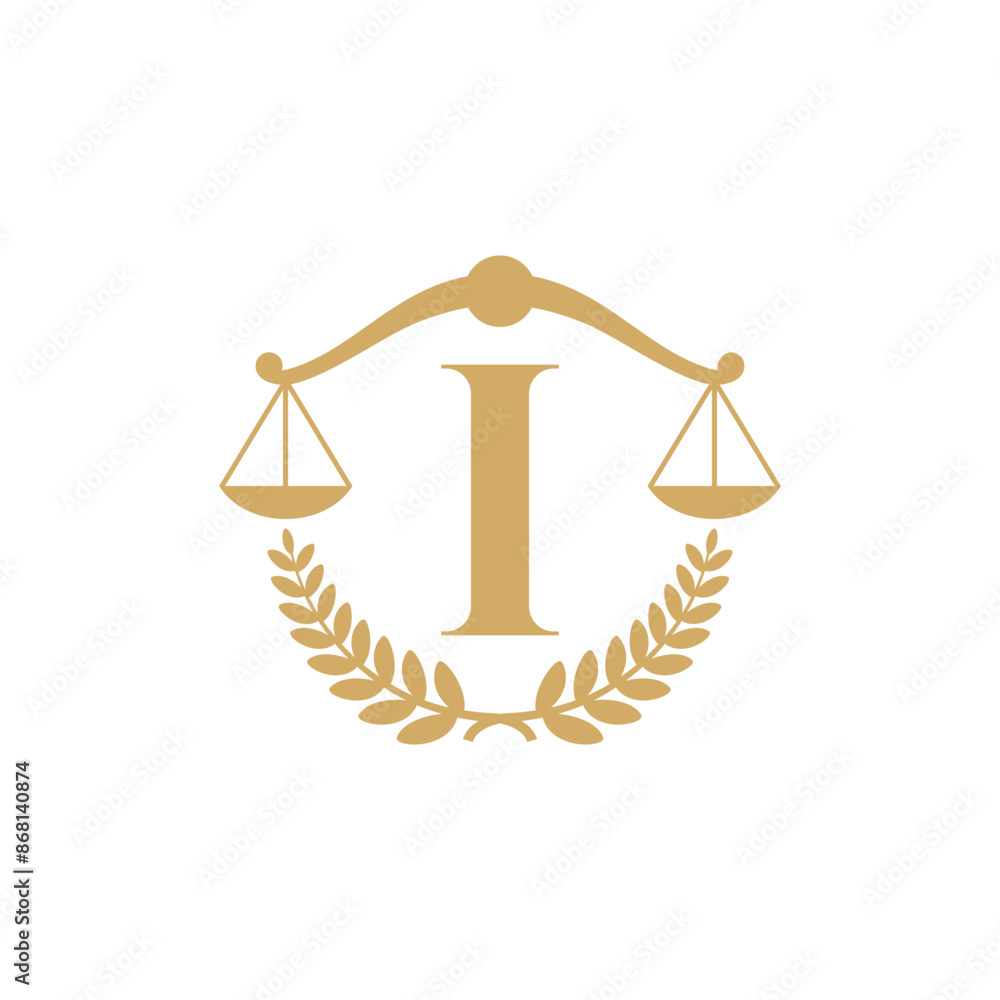 Letter I, Laurel Wreath and Scale Of Justice Logo 001 Letter I, Laurel Wreath and Scale Of Justice Logo 001