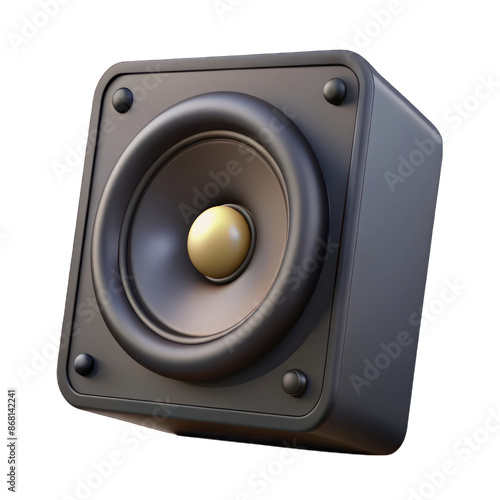 Black speaker 3d isolated on transparent background