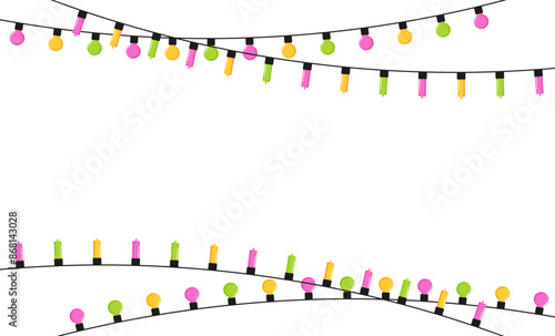 Cute frame border light christmas new year party decoration greeting card illustration