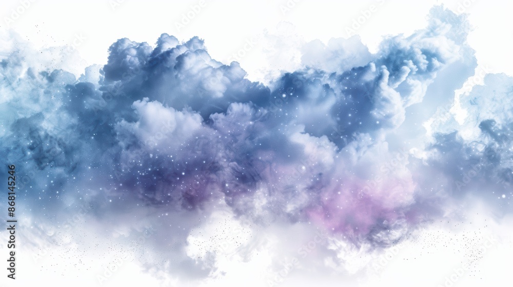Fototapeta premium Abstract watercolor cloud art in blue and purple hues, creating a dreamy and ethereal atmosphere. Perfect for backgrounds and artistic inspiration.