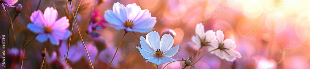 Vibrant Illustration of a Blooming Field with Colorful Flowers Vibrant Illustration of a Blooming Field with Colorful Flowers