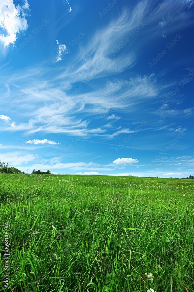 Green Meadow under a Bright Blue Sky Green Meadow under a Bright Blue Sky