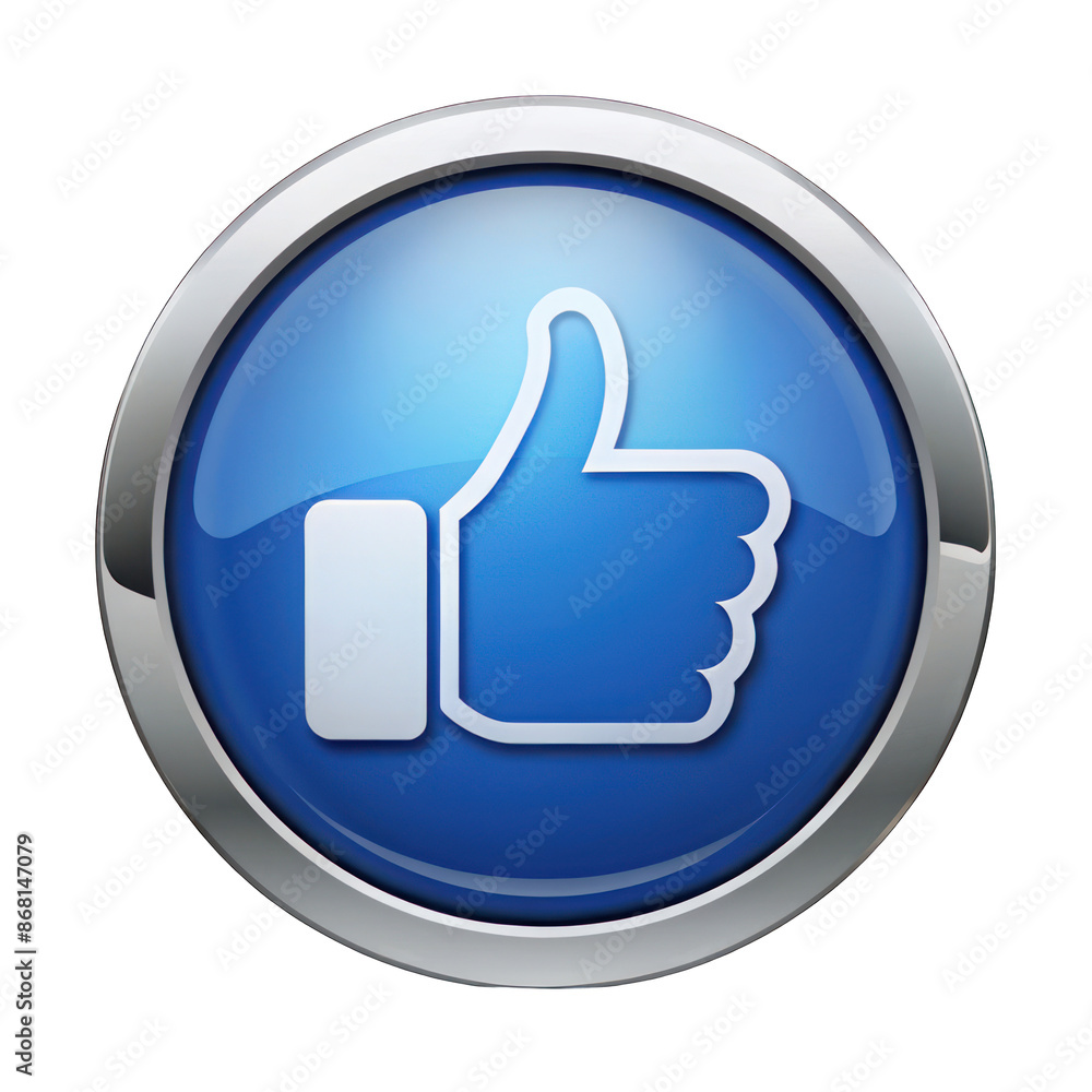 Blue like thumb up button isolated on transparent background Blue like thumb up button isolated on transparent background