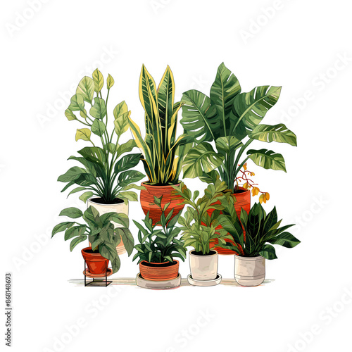 hand drawn house plants illustration