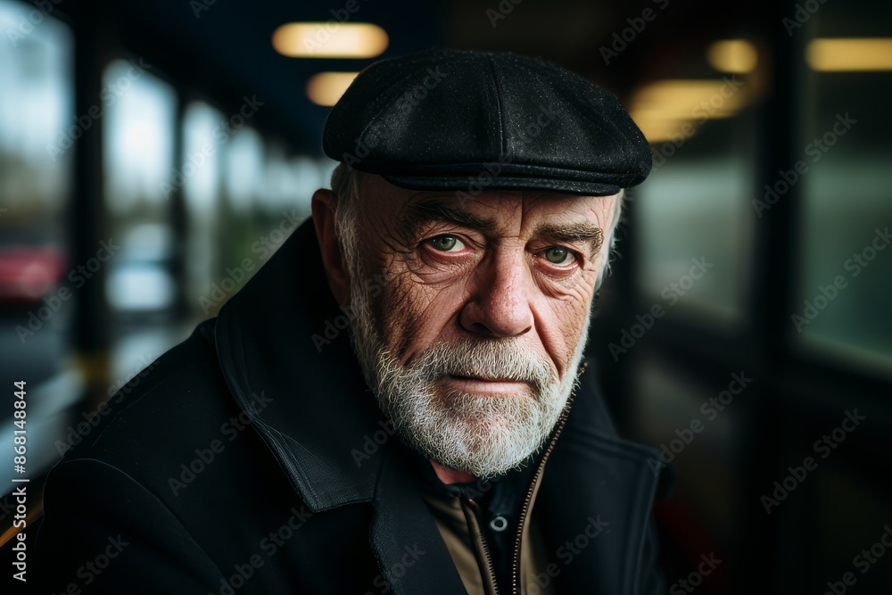 Portrait of an old man with a gray beard and a cap. Portrait of an old man with a gray beard and a cap.