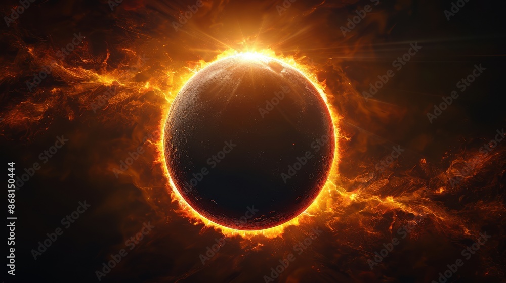 Fototapeta premium Fiery Solar Eclipse in Space