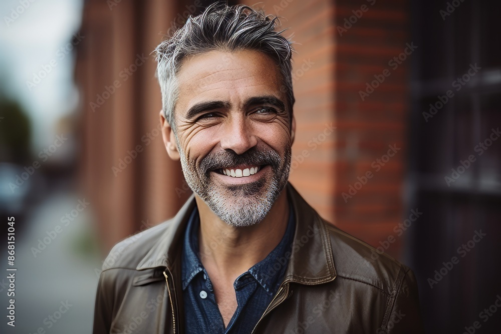 Portrait of a handsome middle-aged man smiling at the camera Portrait of a handsome middle-aged man smiling at the camera