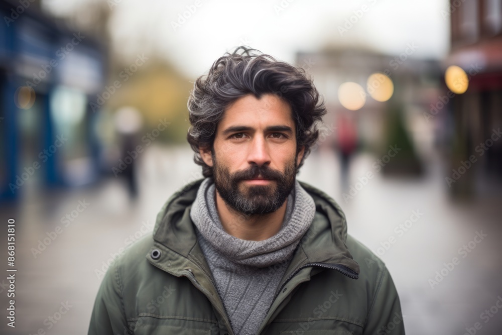 Portrait of a handsome young man with beard and mustache in the city Portrait of a handsome young man with beard and mustache in the city
