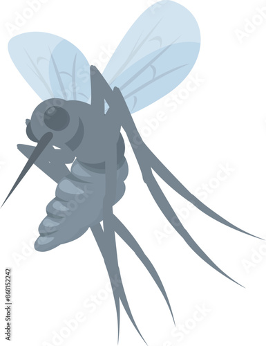 Gray mosquito flying and spreading dangerous diseases like malaria zika and dengue fever