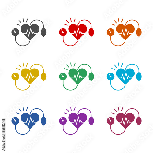 Arterial blood pressure icon isolated on white background. Set icons colorful