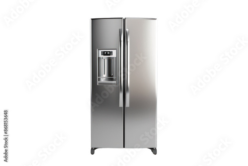 Modern Stainless Steel Refrigerator Isolated on White