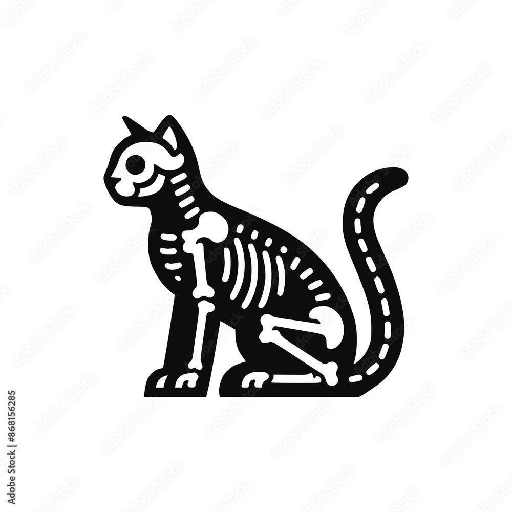 Fototapeta premium skeleton dead cat animal logo vector illustration template design