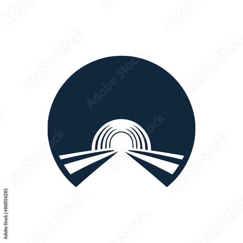 circle tunnel road logo vector illustration template design