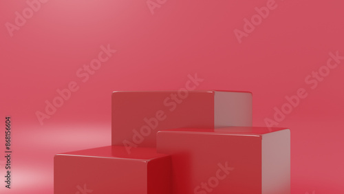 red and white cubes podium