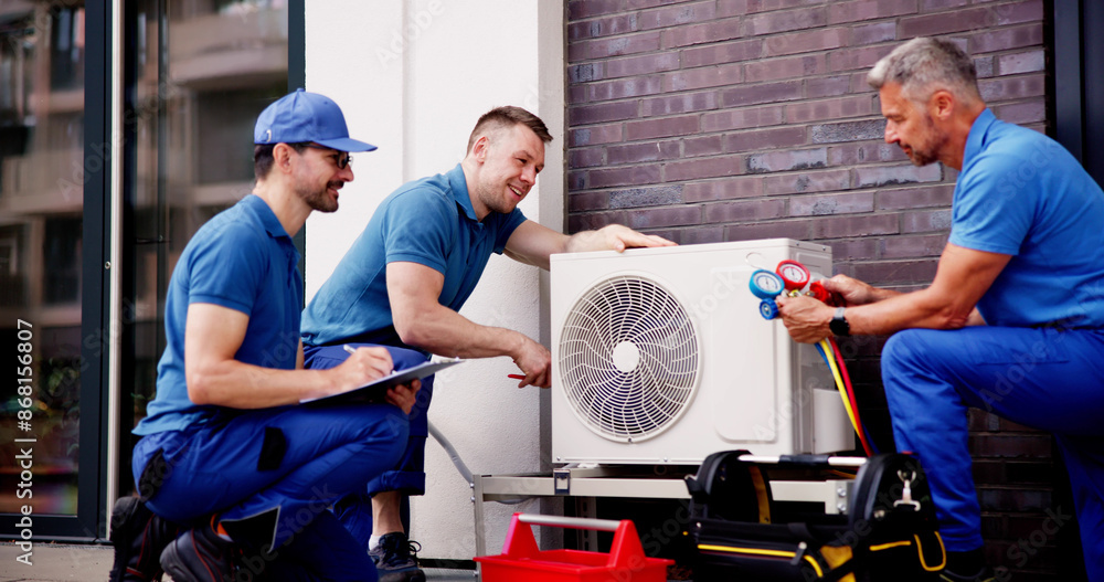 Experienced HVAC Technician Conducts Commercial Air Conditioner Maintenance Experienced HVAC Technician Conducts Commercial Air Conditioner Maintenance