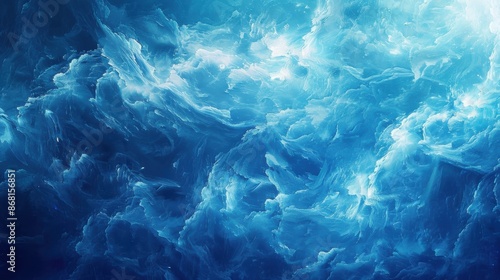 Abstract Blue and White Swirling Clouds.