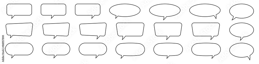 Speech bubble, speech balloon, chat bubble line art icon for apps and websites. Speech bubble, speech balloon, chat bubble line art icon for apps and websites.