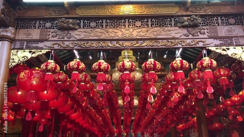 Red Chinese lantern,decoration hanging celebrate for chinese new year has written to wealth,good health,and happiness at