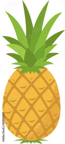 Summer fruits for a healthy lifestyle. Pineapple fruit. Vector illustration cartoon flat icon isolated on white.