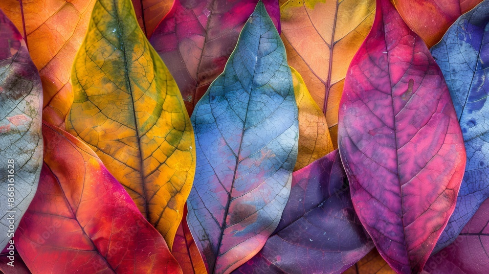 A vibrant carpet of colorful autumn leaves in red, orange, and yellow blankets the forest floor A vibrant carpet of colorful autumn leaves in red, orange, and yellow blankets the forest floor
