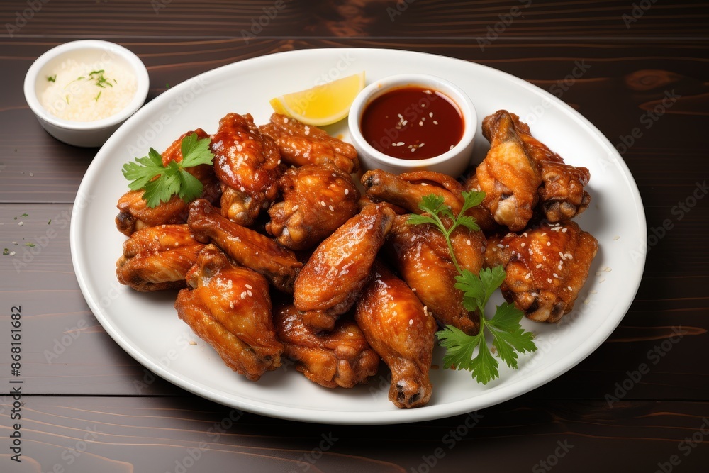 Delicious Chicken Wings with Sesame Seeds and Dipping Sauce Delicious Chicken Wings with Sesame Seeds and Dipping Sauce