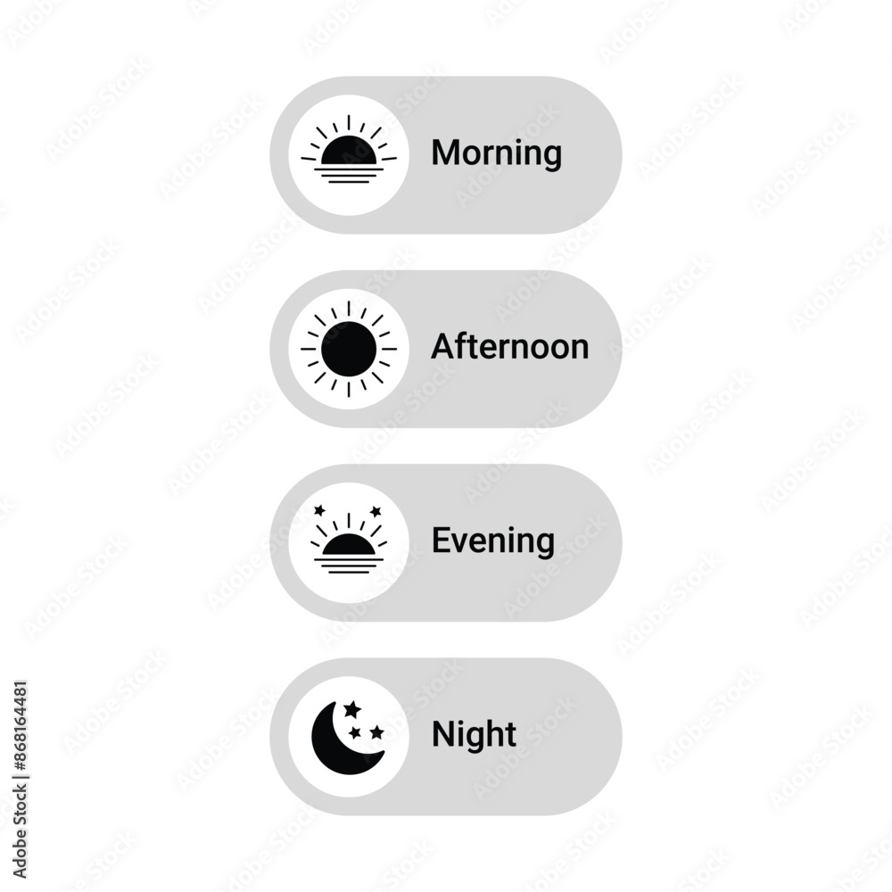 © arbaz - Morning, afternoon, evening and night mode button user interface background © arbaz - Morning, afternoon, evening and night mode button user interface background