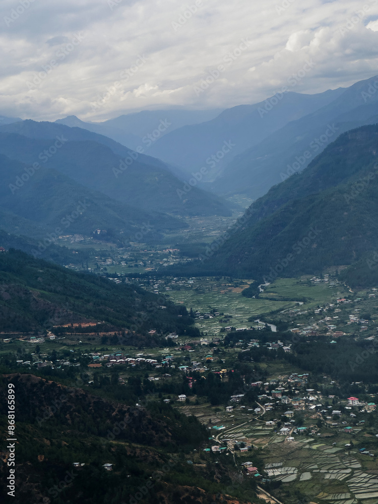 The hills and valleys of Bhutan from the air The hills and valleys of Bhutan from the air