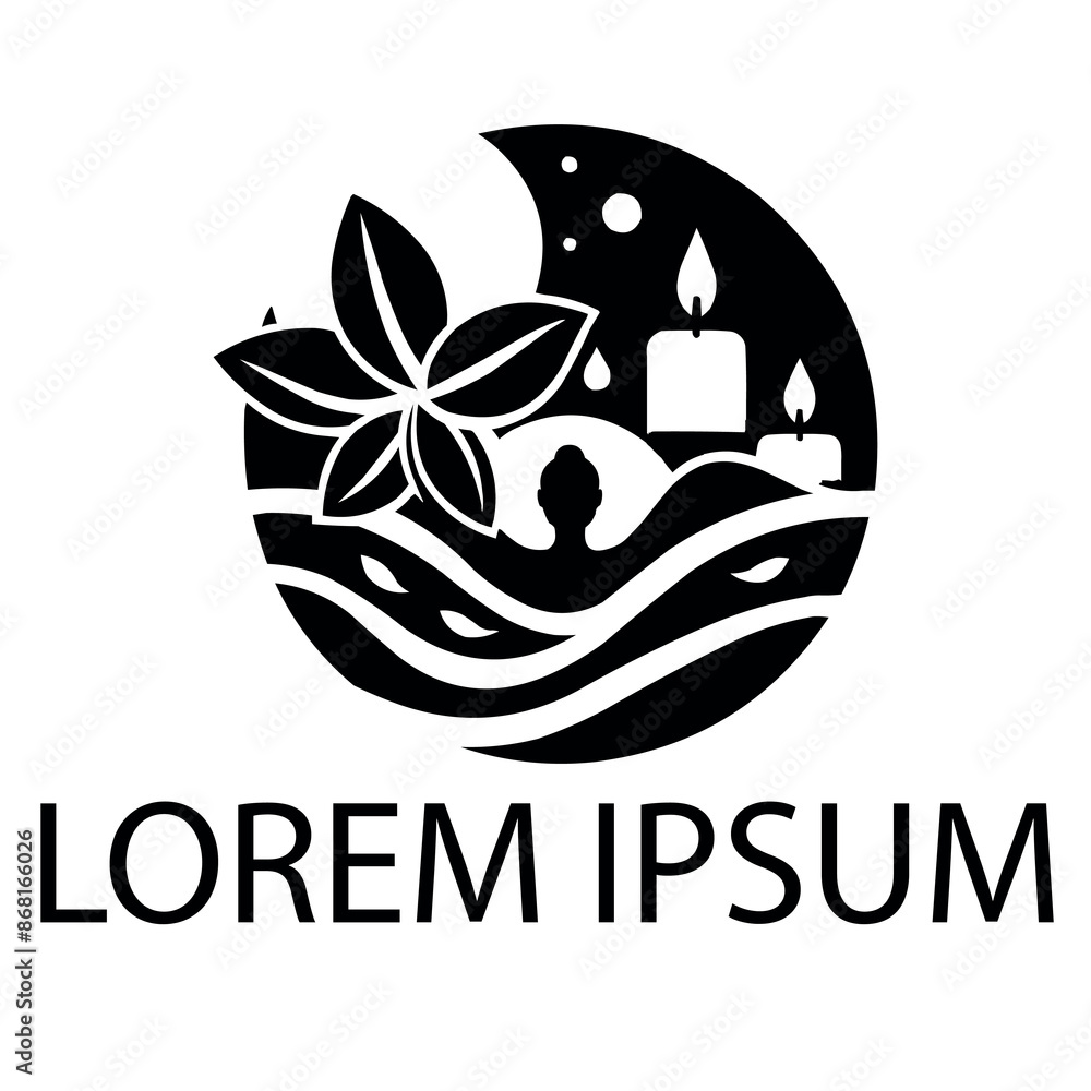 Fototapeta premium A black spa logo on white simple background