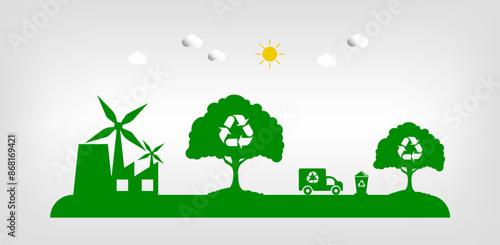 Abstract icon representing ecological call for recycling and reuse. Vector illustration.