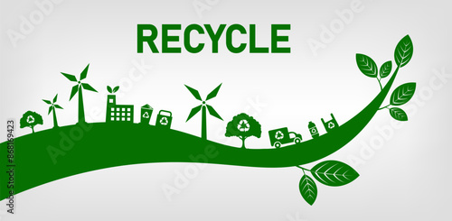 Abstract icon representing ecological call for recycling and reuse. Vector illustration.