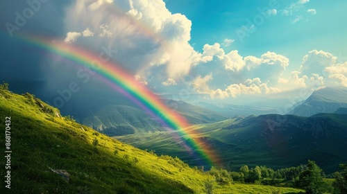 Rainbow over the Sky depicting Divine Creator Beautiful Nature 16:9